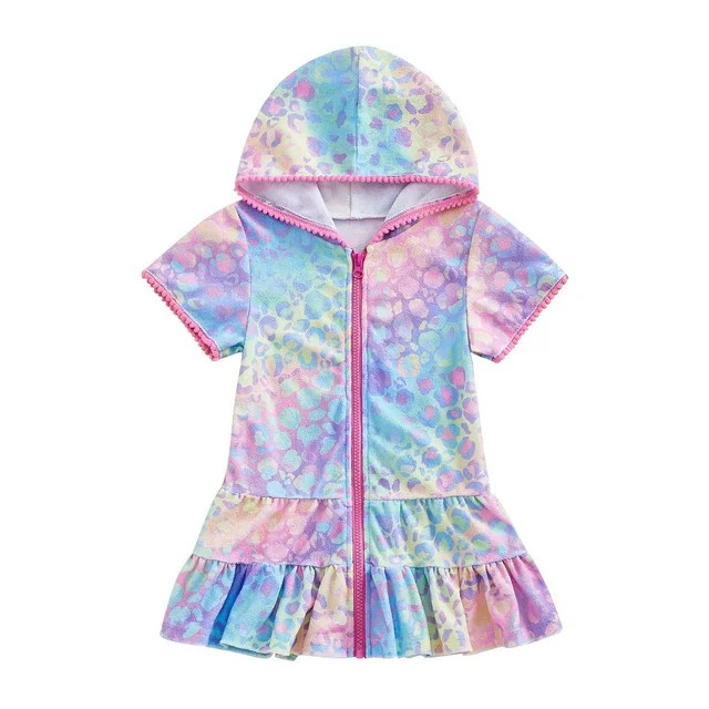 Penkiiy Girls Swim Cover Up Kids Swimsuit Coverup Zip-Up Beach Bathing Suit Robe Special Occasion... | Walmart (US)
