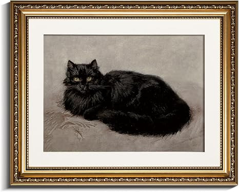 InSimSea Gold Picture Framed Wall Art, Living Room Vintage Black Cat Bathroom Wall Decor, Animal ... | Amazon (US)