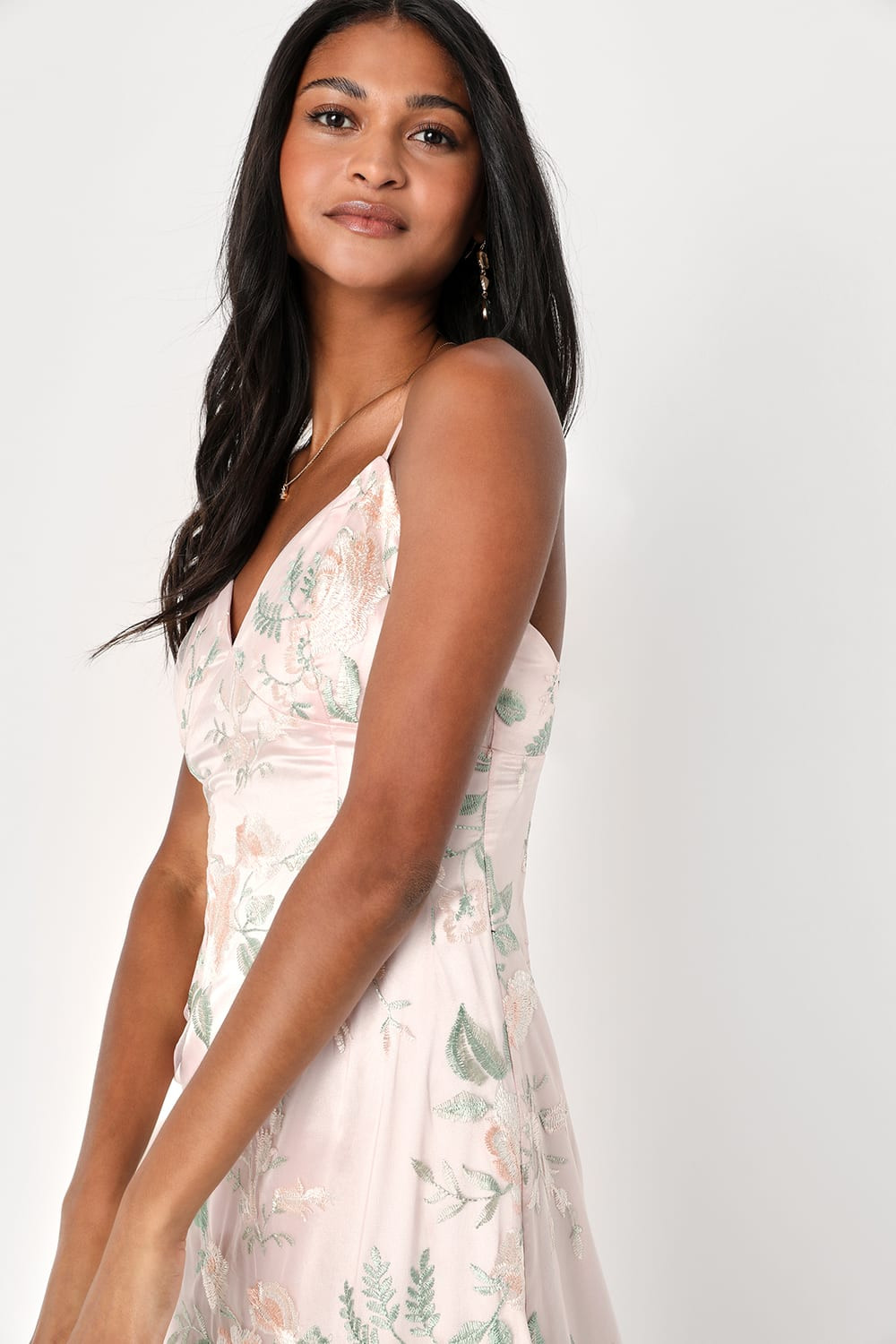 Romantic Simplicity Blush Pink Floral Embroidered Maxi Dress | Lulus (US)