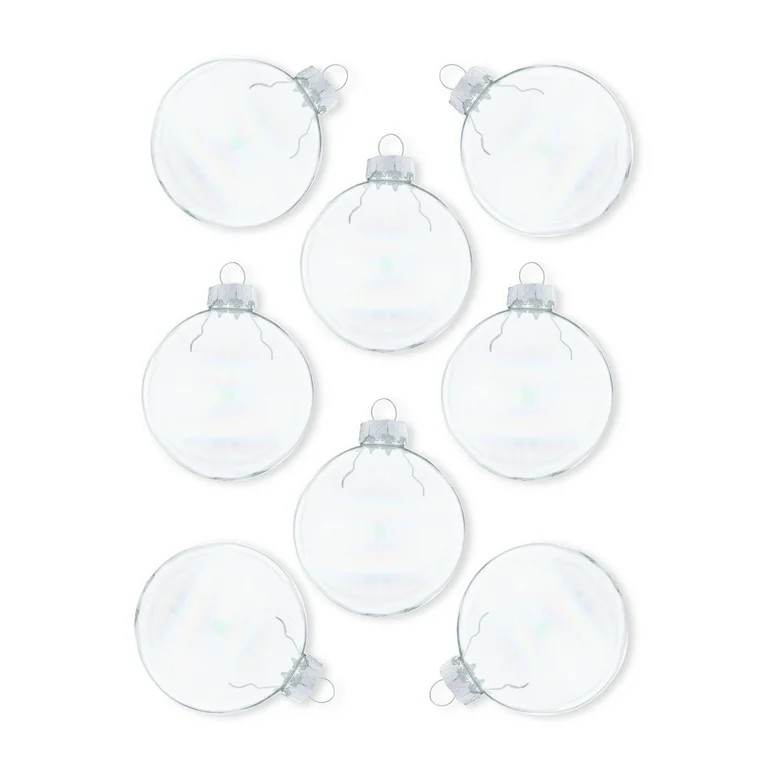 Clear Iridescent Glass Ball Christmas Ornaments, 8 Count, by Holiday Time | Walmart (US)