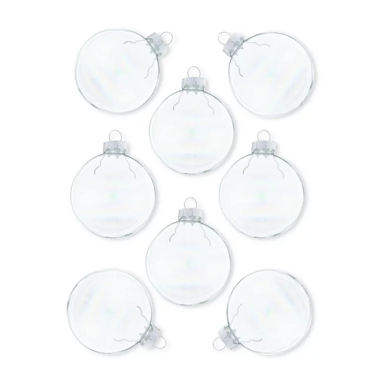 Clear Iridescent Glass Ball Christmas Ornaments, 8 Count, by Holiday Time | Walmart (US)