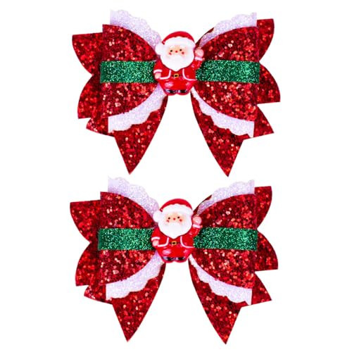Glitter Christmas Hair Bows for Girls Santa Claus Hair Clips Handmade Alligator Hairpin Sparkly Sequin Hair Accessories for Christmas Holiday Party Xmas Gift | Amazon (US)