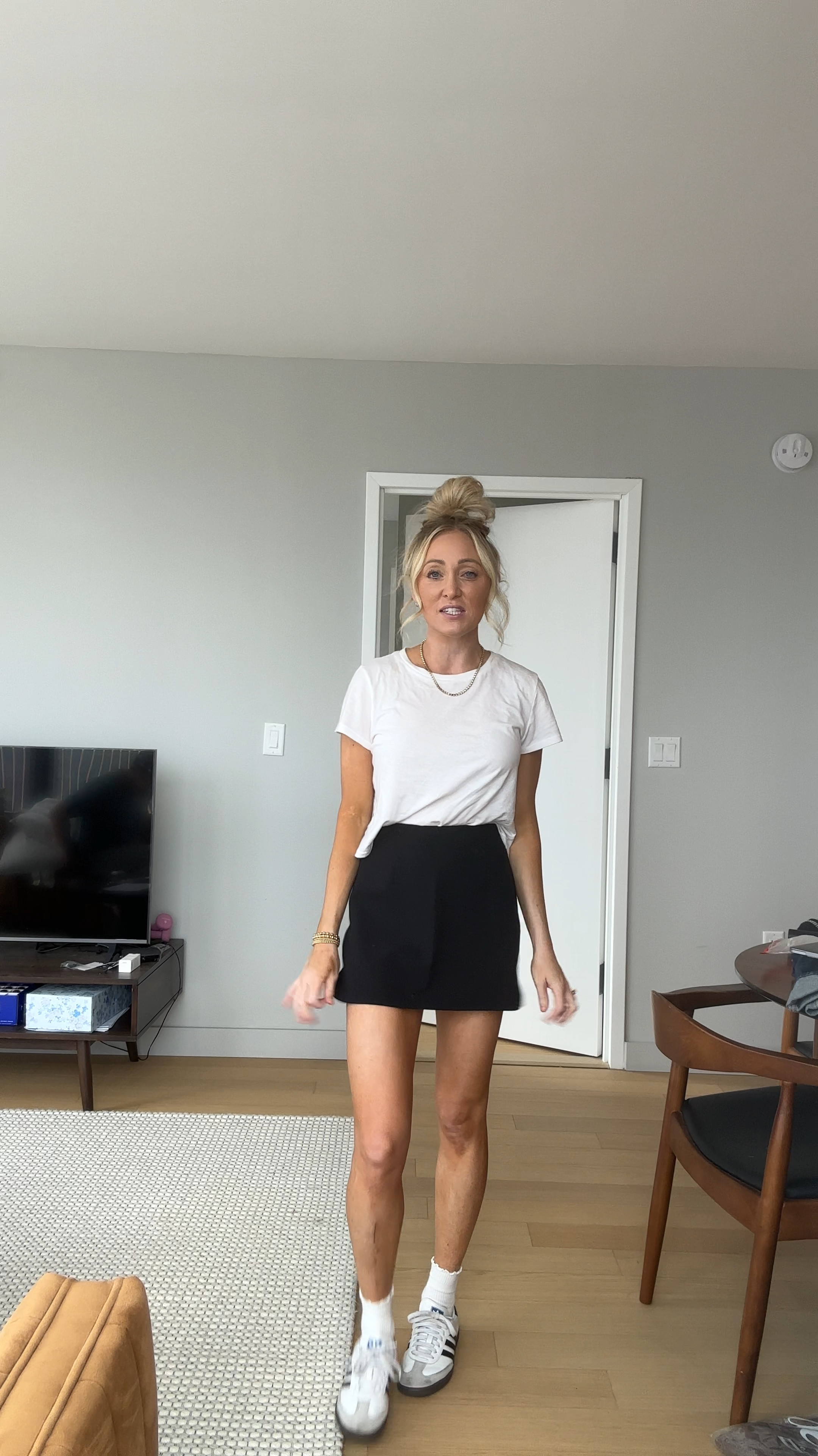 Abercrombie skort on sale 20% off! Wearing size XS. Use code AFLTK! Outfit ideas: add a sweater, cardigan, or denim jacket and boots! 

#LTKFindsUnder50 #LTKFallSale #LTKStyleTip