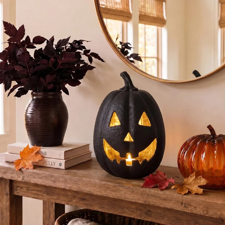 My Texas House Halloween Jack-o'-Lantern Tabletop Decoration, Black, 13" | Walmart (US)