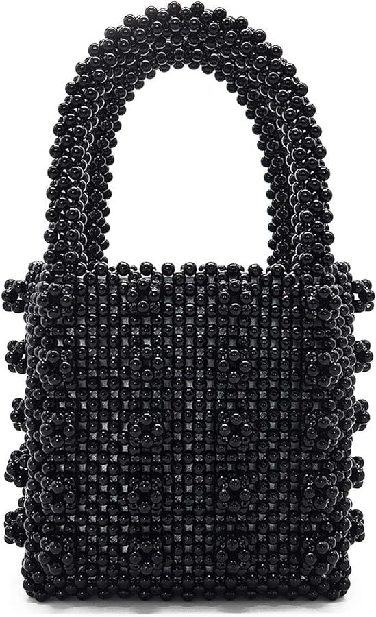 Miuco Womens Beaded Handbags Handmade Weave Crystal Pearl Tote Bags | Amazon (US)