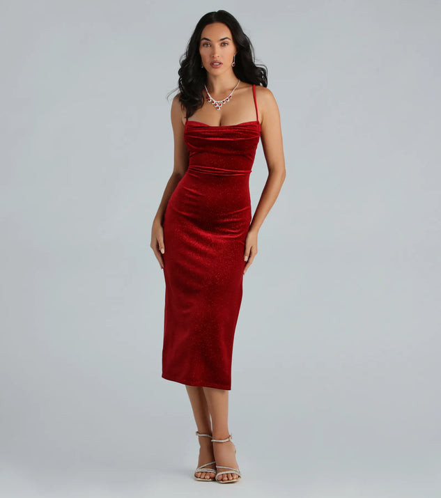 Christina Glitter Velvet Formal Midi Dress | Windsor Stores