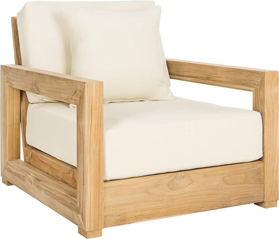 Safavieh CPT1000A Couture Montford Indoor/Outdoor Arm Chair, Brazilian Teak/Beige | Amazon (US)