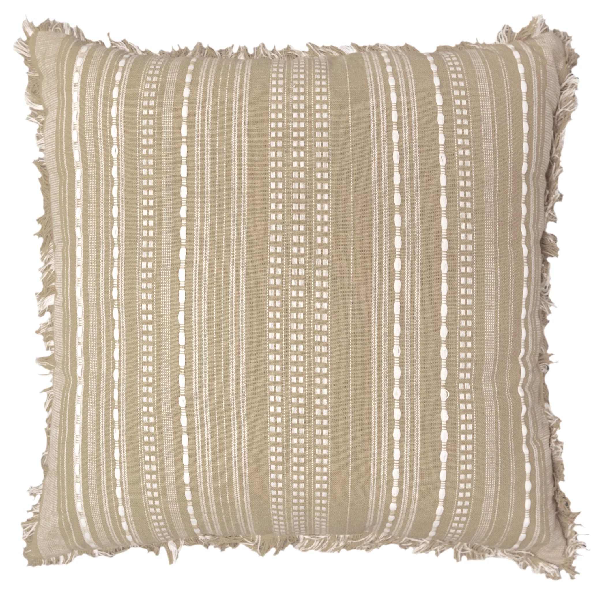 Better Homes & Gardens Reversible Stripe Decorative Pillow, 20" x 20", Tan | Walmart (US)