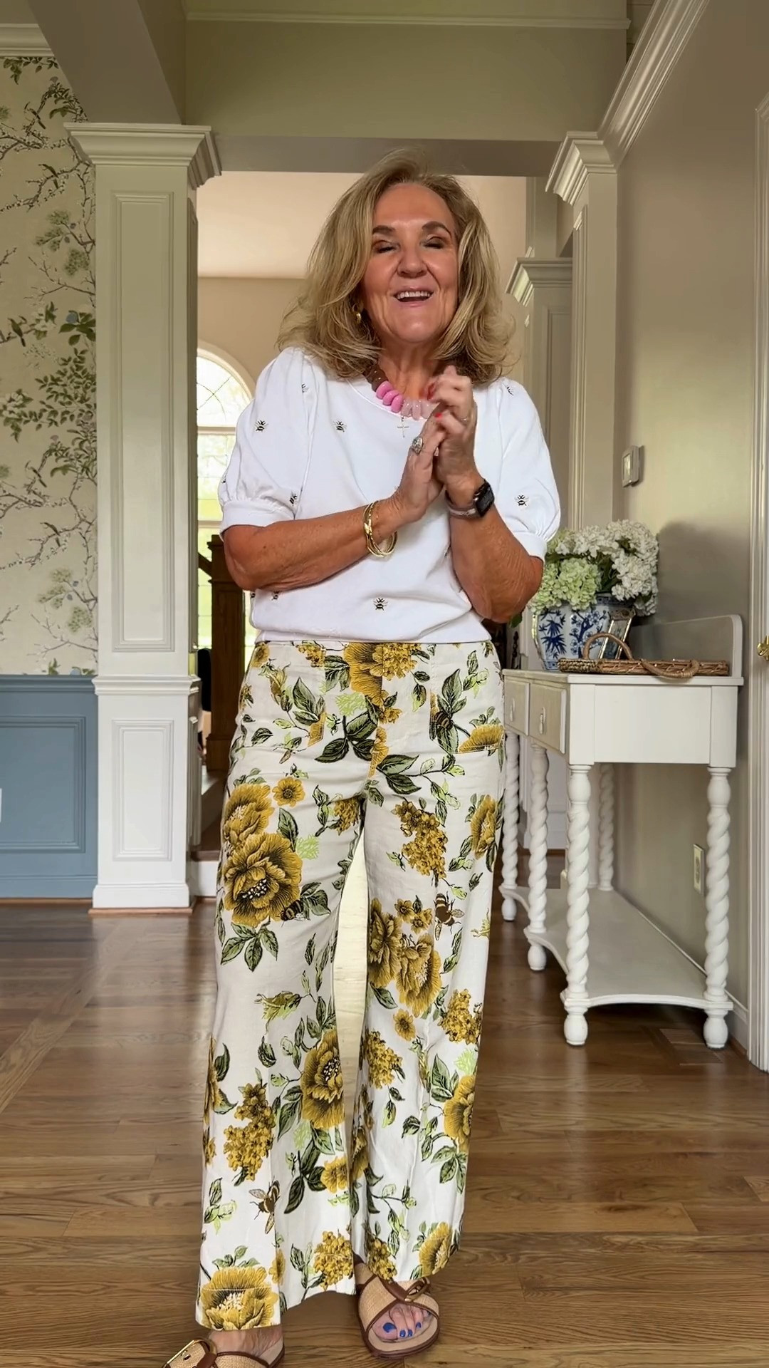 🫶Anthropologie 20% off code NANETTE20 ✨

A soft, minimalist moment — white embroidered bee top paired with floral pants that feel structured yet comfy. Effortless balance of simple and feminine, perfect for slow days, brunch, or casual outings.

Use NANETTE20 for 20% off 🤍 

 #LTKOver40