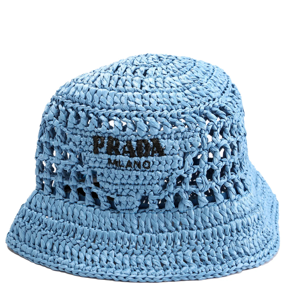 1HC137 Crochet Raffia-Effect Bucket Size Large Blue | Keeks Designer Handbags