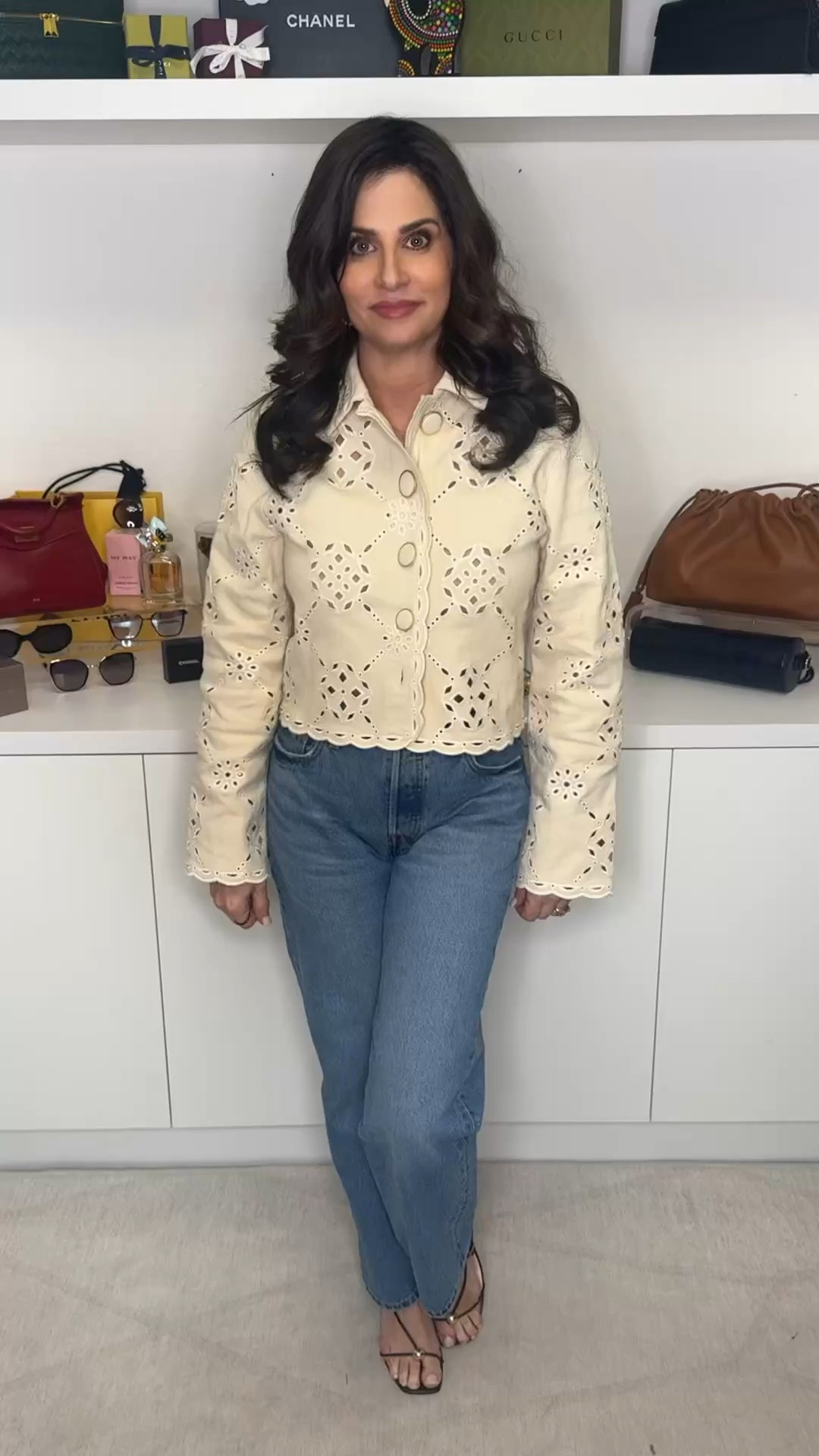 This is a great eyelet jacket. So well made and the buttons are covered with fabric - just so pretty. Wearing a sm , jeans 25p
#eyeletjacket 

#LTKOver40 #LTKSaleAlert #LTKootd