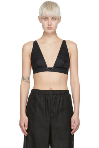 Black Recycled Nylon Bra | SSENSE