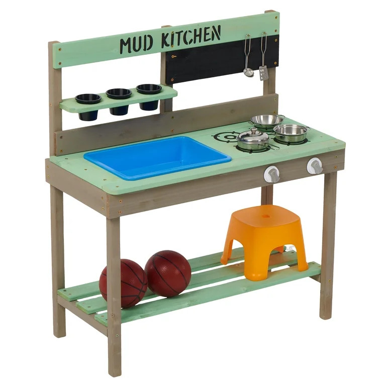 Kids Play Kitchen, Wood Mud Kitchen with Water Play Set & Cooking Toys for Outdoor, Gift for 3~8 | Walmart (US)