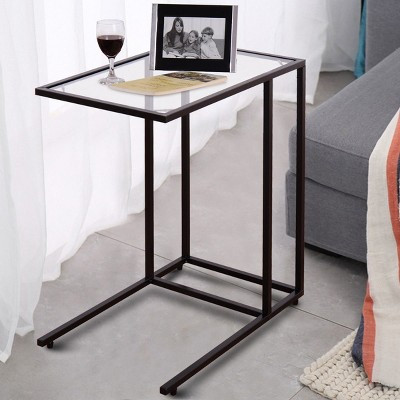 Costway Coffee Tray Side Sofa End Table Ottoman Couch Stand TV Lap Snack W/Glass Top New | Target