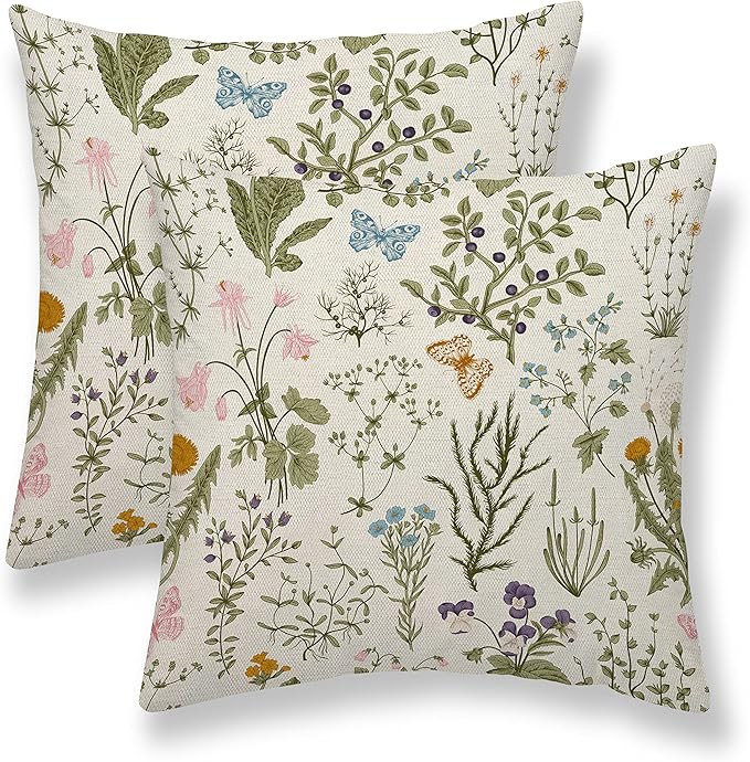 Sunshineyan Spring Pillow Covers 16x16 Set of 2, Garden Vintage Plants Outdoors Throw Pillow Case... | Amazon (US)