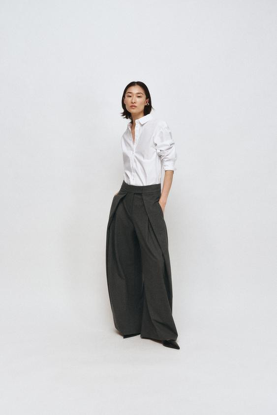 WIDE-LEG PINSTRIPE TROUSERS WITH DARTS ZW COLLECTION | Zara AU