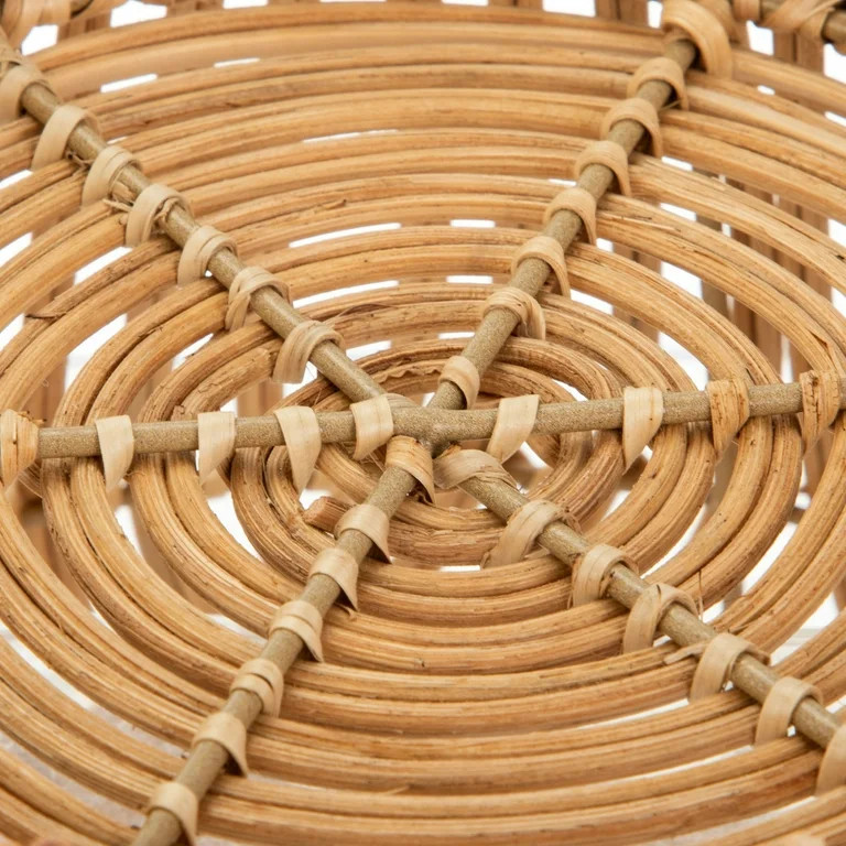 Homezone Handwoven Natural Rattan Basket with Modern Weave, Round | Walmart (US)