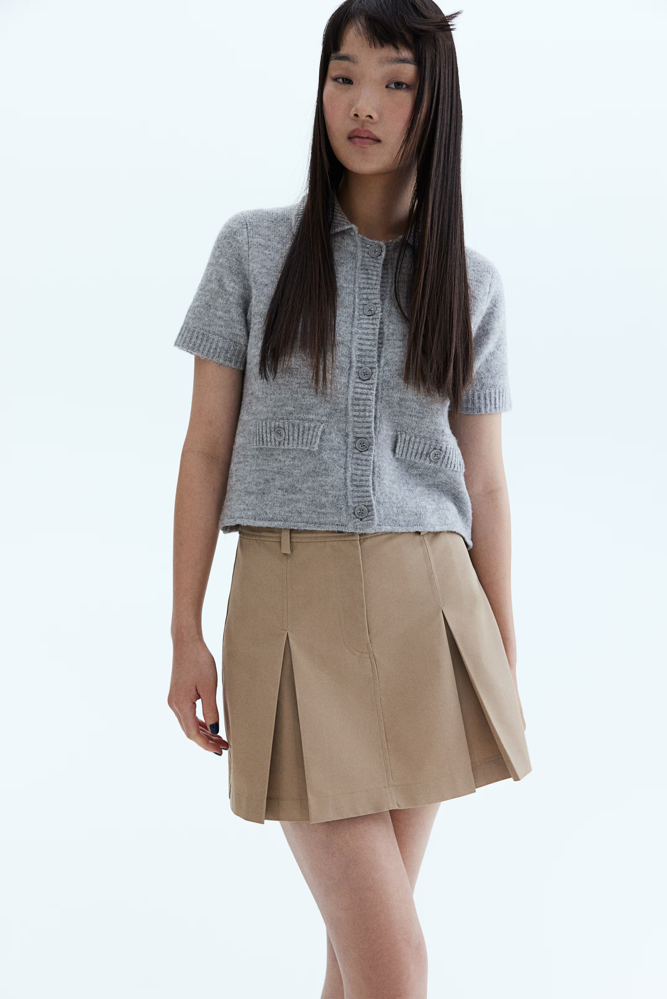 Short-Sleeved Cardigan - Gray melange - Ladies | H&M US | H&M (US + CA)