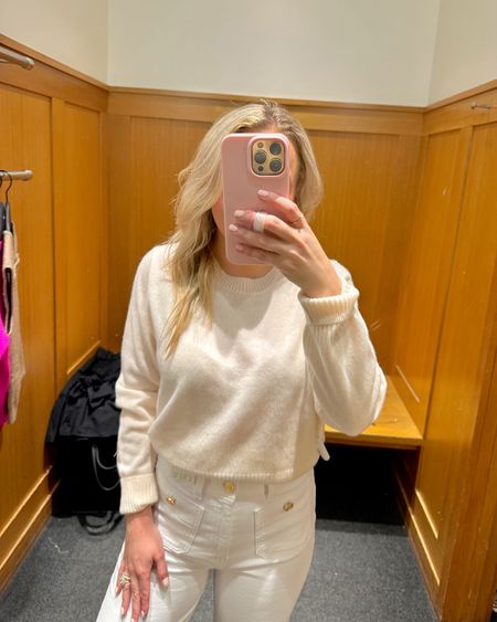 “Hthr Muslin” cashmere cardigan. I sized up to the medium for the oversized fit! I looove J. Crew’s cashmere!! Super chic white jeans with gold buttons too. In the size 25 and true to size 🩰 #JCrew #JCrewObsessed #classicstyle #springstyle #springstyleinspo #outfitinspo #summerstyle #summerinspo #springbreakoutfits 

#LTKsalealert #LTKtravel #LTKSeasonal