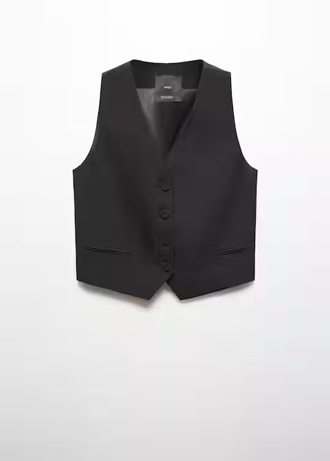 Check wool-blend suit vest -  Women | Mango USA | MANGO (US)