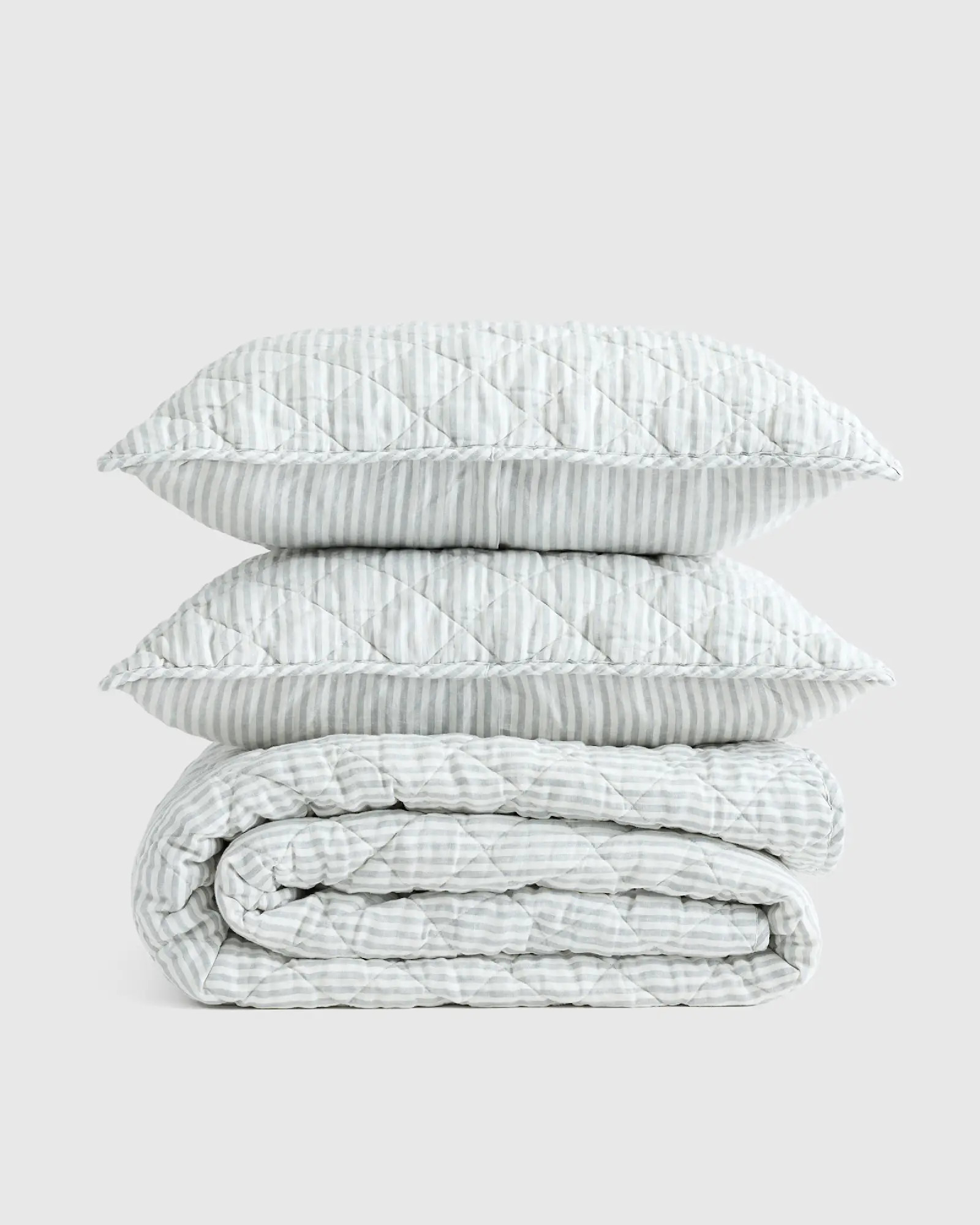 European Linen Striped Quilt Set | Quince