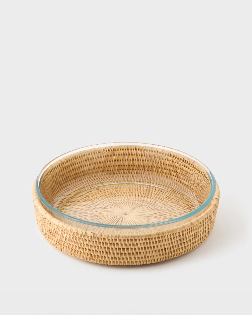 Rattan Sabbia and Glass Baking Dish, Round | Cabana Magazine