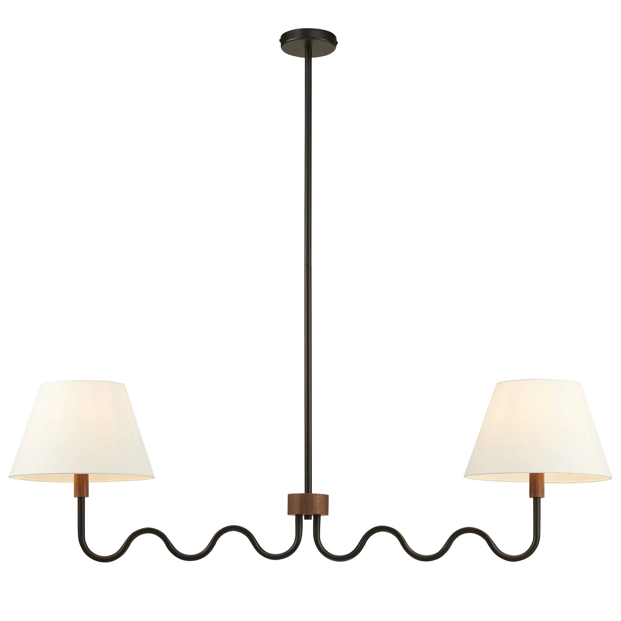 Sunlit Squiggle 2-Arm Pendant Light In Walnut Black | Wayfair North America