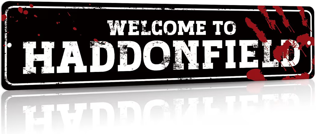 Putuo Welcome to Haddonfield Street Sign - Retro Horror Movie Decor, Vintage Chill Man Cave Decor... | Amazon (US)