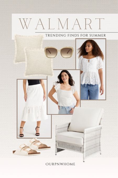 Trending home and fashion finds from Walmart!

Neutral throw pillows, tan accent pillows, beige pillows, patio chairs, outdoor chairs, outdoor furniture, patio furniture, Walmart fashion, white blouses, flutter sleeve top, peplum top, puff sleeve top, white midi skirt, white slides, sandals, summer fashion, summer outfit, summer looks, sunglasses

#LTKHome #LTKStyleTip #LTKSeasonal