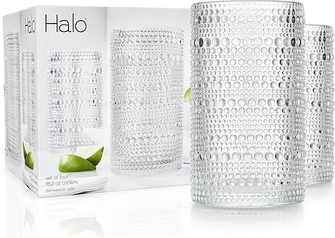 Glaver's Hobnail Drinking Glasses, Set of 4 Clear Vintage Beaded Glass Cups, 15 Oz. Cocktail Drin... | Amazon (US)