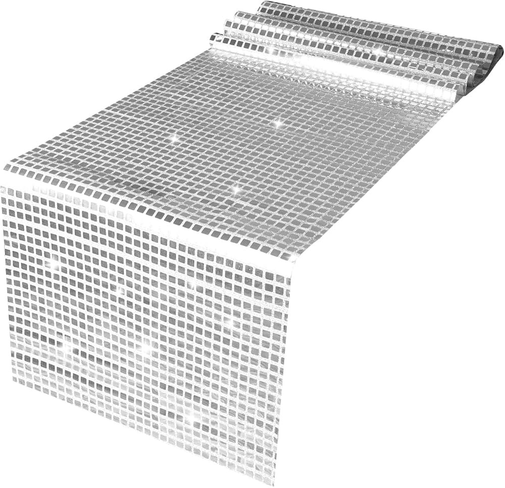 12 x 72 Inches Glitter Disco Party Table Runner Silver Disco Table Runner 70s Disco Party Table C... | Amazon (US)