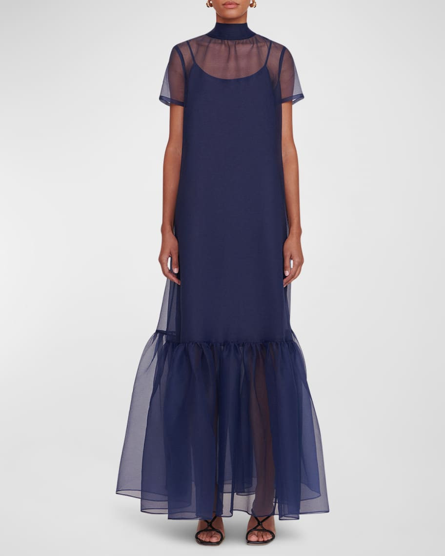 STAUD Calluna Neck-Tie Organza Gown | Neiman Marcus