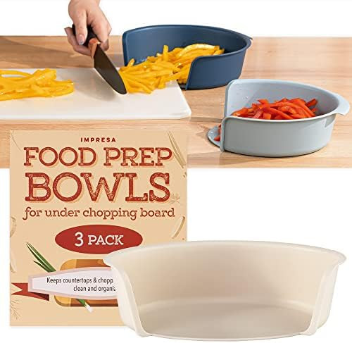 IMPRESA Food Prep Bowls for Cutting Board - 3-Pack Large Multicolor Polypropylene - Slide Under C... | Amazon (US)