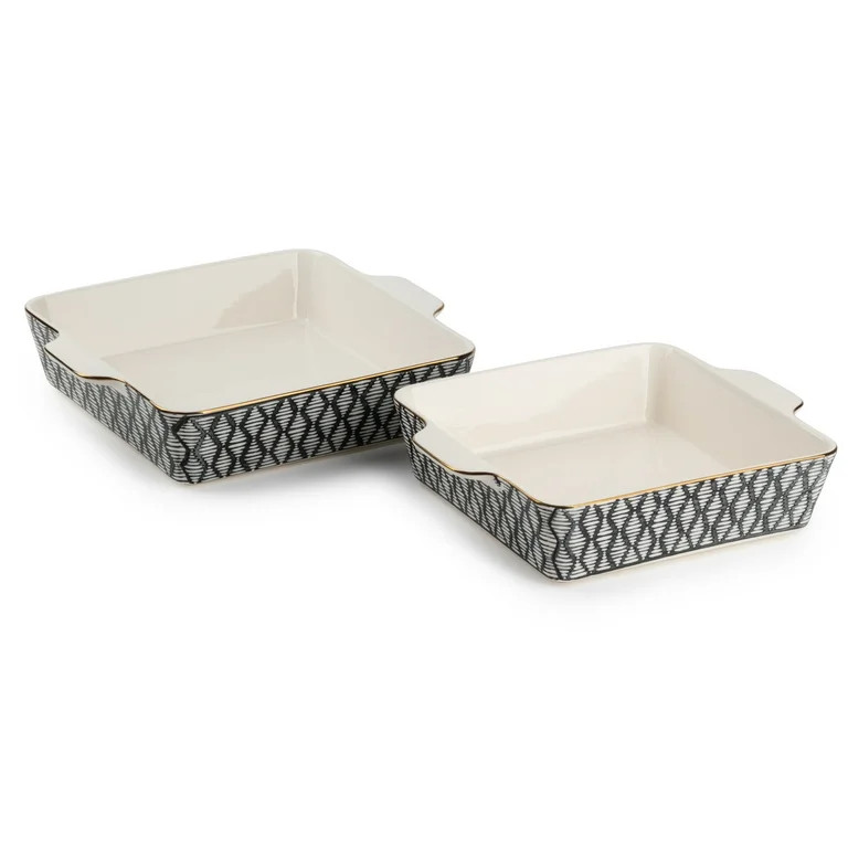 Thyme & Table Stoneware Square Baker, Black & White Geo, 2-Piece Set - Walmart.com | Walmart (US)