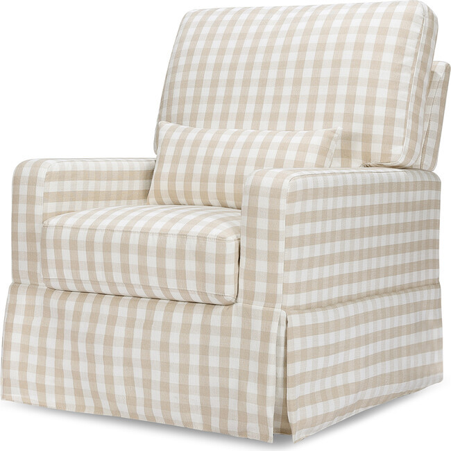 Crawford Pillowback Comfort Swivel Glider, Tan Gingham | Maisonette