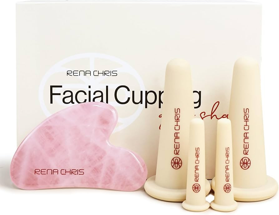 Rena Chris Facial Cupping Set & Gua Sha Facial Tool - Silicone Cupping Set & Rose Quartz Gua Sha ... | Amazon (US)