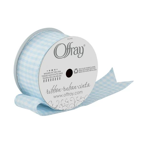 Offray Ribbon, Powder Blue 1 1/2 inch Gingham Check Woven Ribbon for Crafts, Gifting, and Wedding... | Walmart (US)