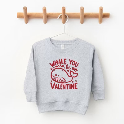 The Juniper Shop Valentines Whale Youth Ultra-Soft Graphic Sweatshirt - M - Heather Grey | Target
