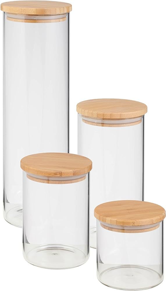 HoneyCanDo 4-Piece Glass Jar Storage Set, Bamboo Lids, 130 oz, Natural, 4 Count | Amazon (US)
