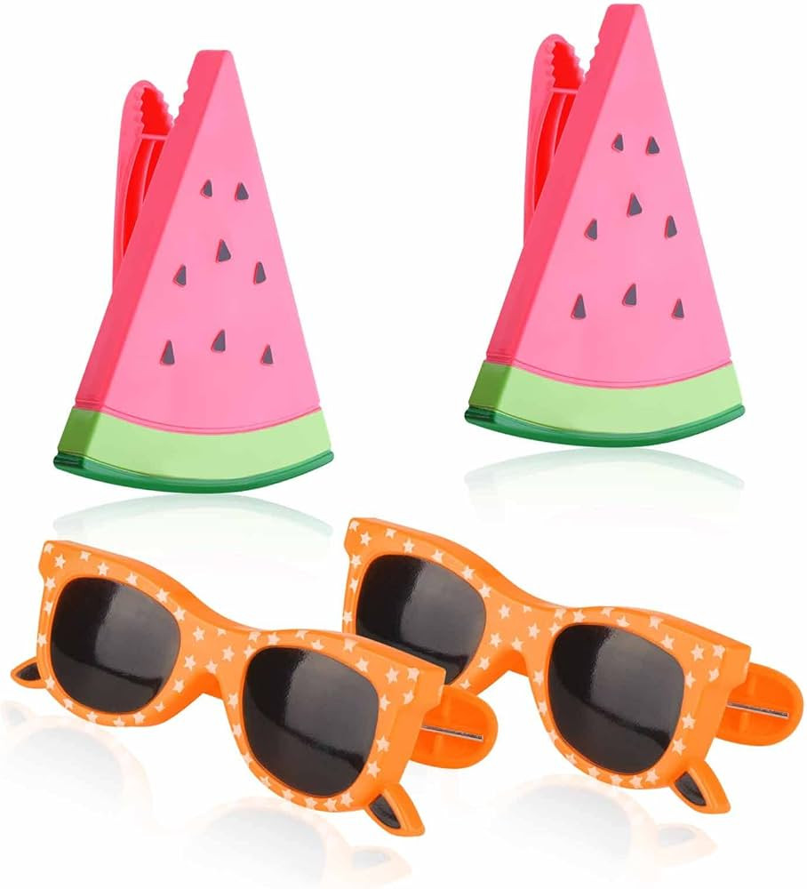 Beach Towel Chair Clips Set of 4,Watermelon Towel Clips, Glass Chair Towel Clips,Personalized Tow... | Amazon (US)
