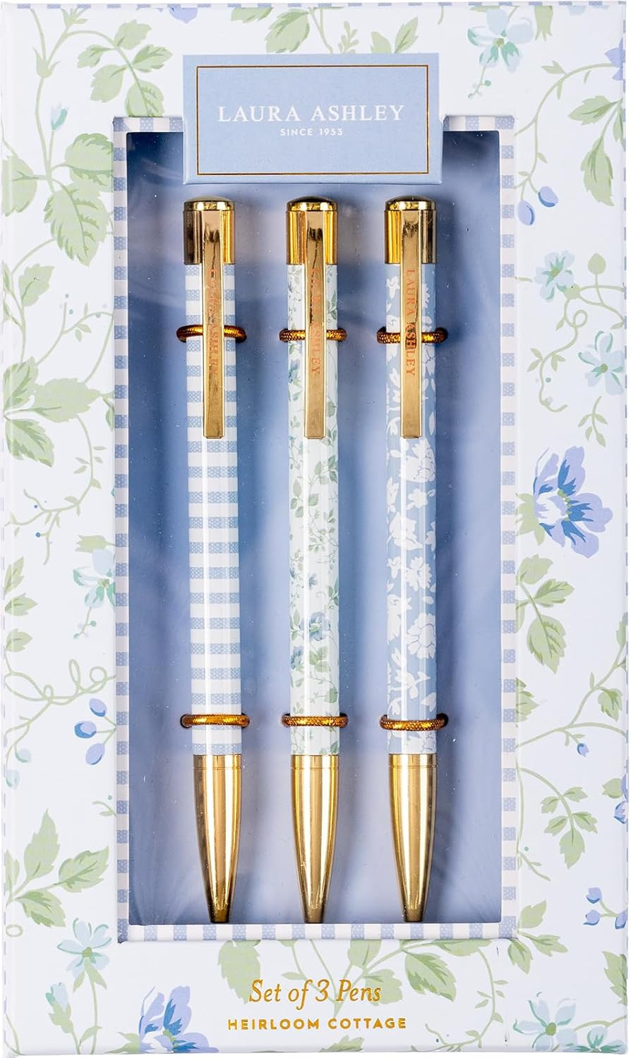 Laura Ashley Heirloom Cottage Pen Set – Elegant Ballpoint Pens with Floral Design & Gold Accent... | Amazon (US)
