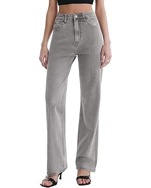 SGIVL Women’s Jeans High Waisted Straight Leg Stretchy Jeans Trendy Wide Leg Casual Fit Denim P... | Amazon (US)