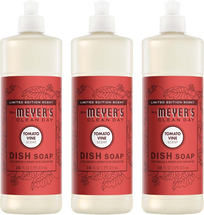Mrs. MEYER'S CLEAN DAY Liquid Dish Soap, Tomato Vine Scent, 16 Fl Oz Bottle - 3 Pack | Amazon (US)