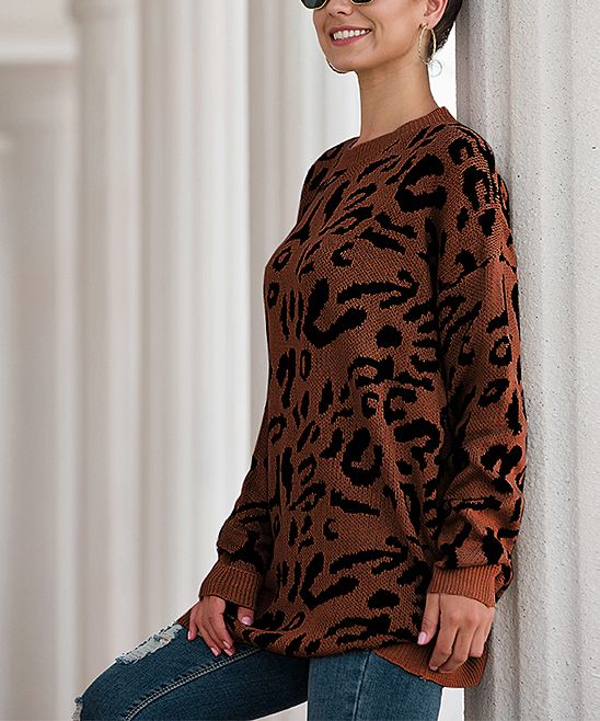 Coffee Leopard Sweater - Women | Zulily