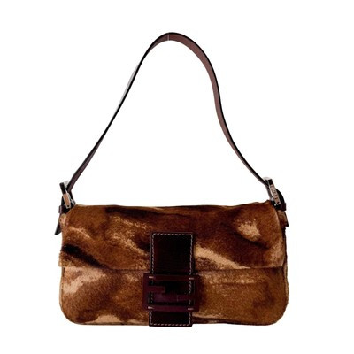 FENDI Baguette Brown Pony Hair Shoulder Bag | eBay US