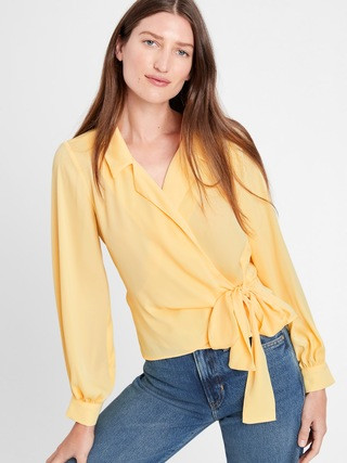 Satin Cropped Wrap Top | Banana Republic (US)