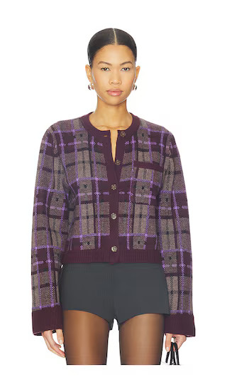 Luxe Plaid Jacquard Cardigan in Purple Combo | Revolve Clothing (Global)