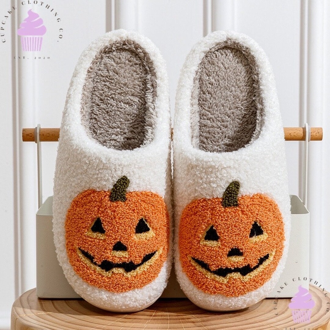 Halloween Pumpkin Slippers Fluffy Spooky Slippers  Halloween - Etsy | Etsy (US)