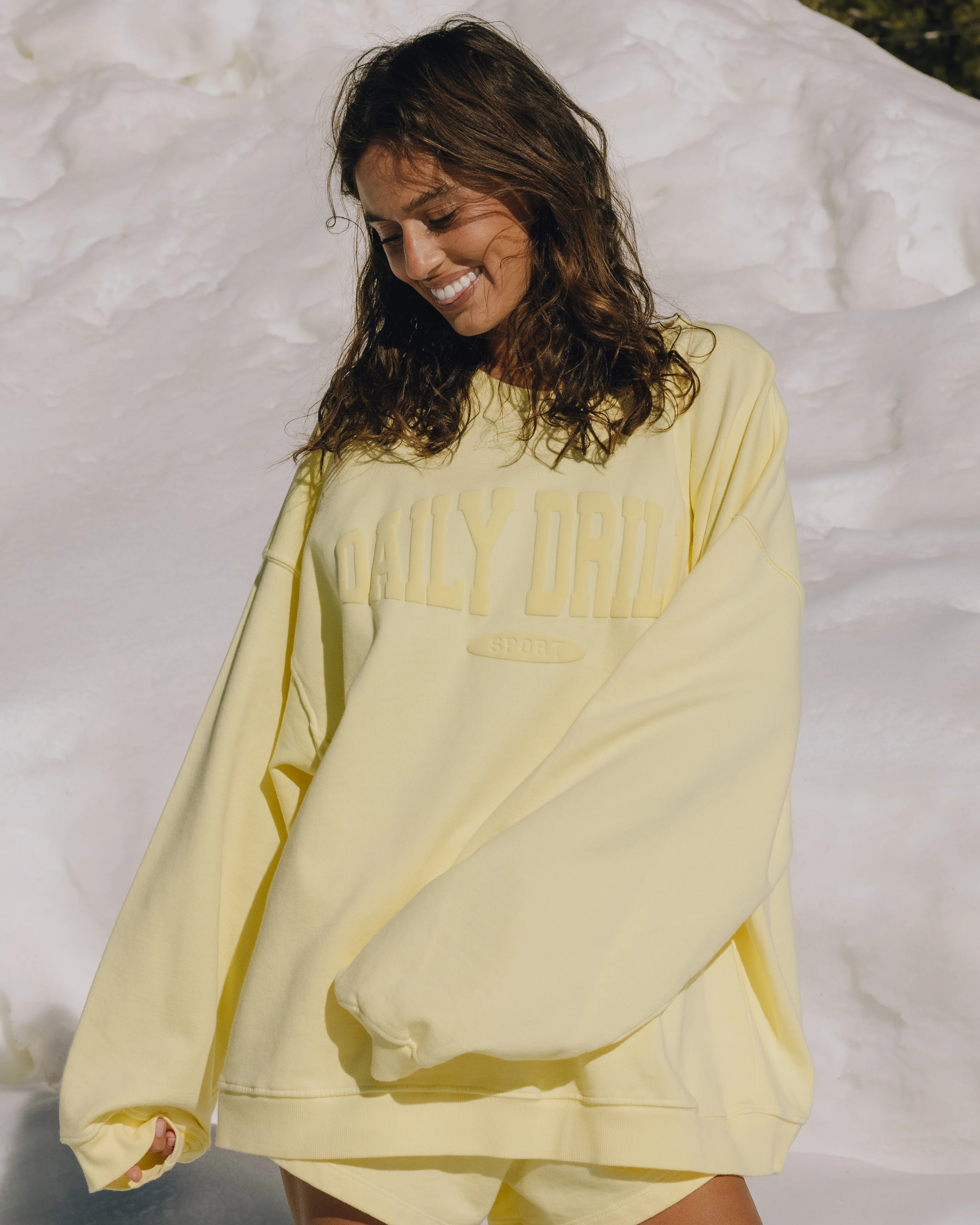 Oversized Sport Crew - Lemonade with Monochrome Patch | Daily Drills