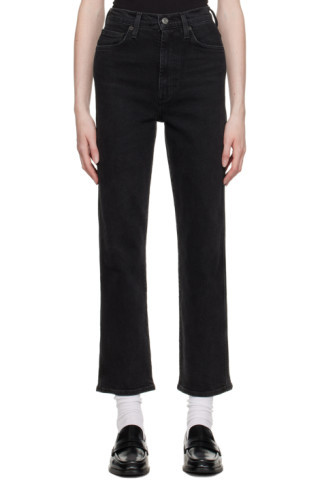 AGOLDE - Black Pinch Waist Kick Jeans | SSENSE